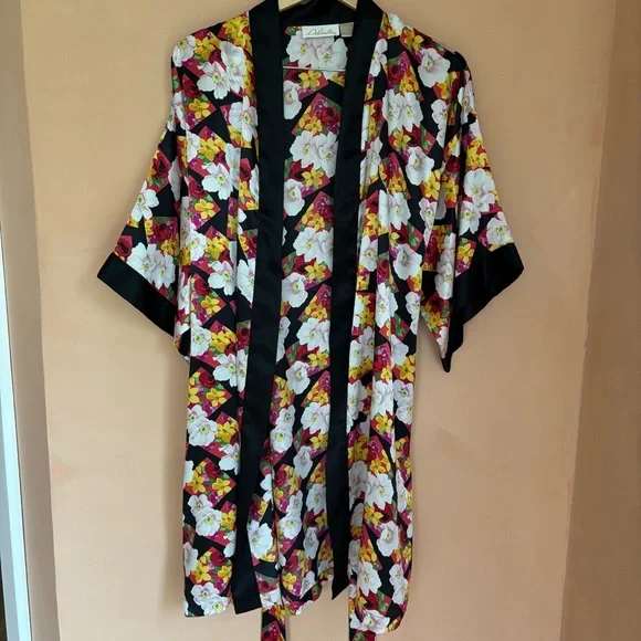 Vintage Y2K Satin Robe Floral Print Women’s Medium - Picture 9 of 16